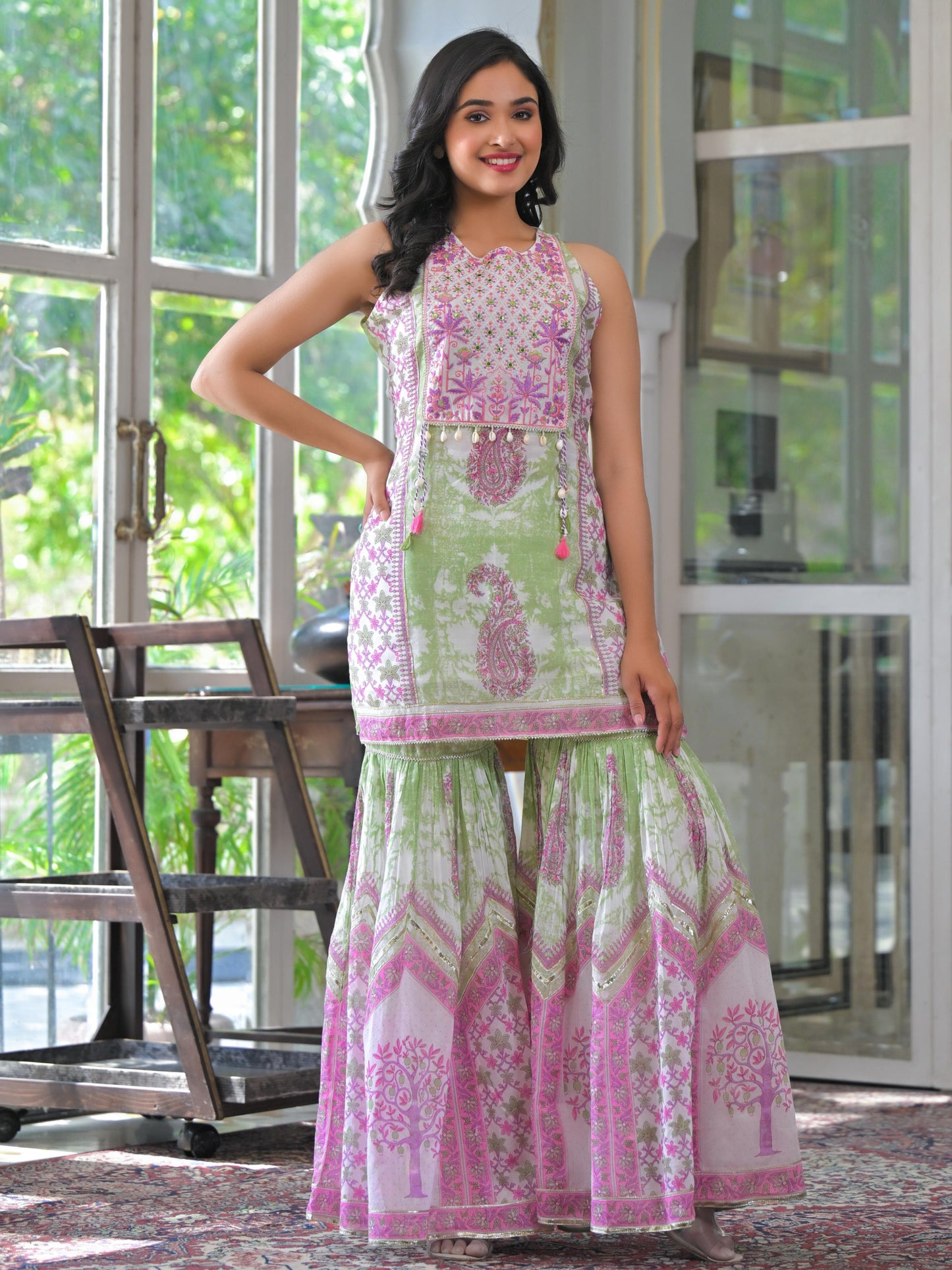 Pure Mulmul cotton sharara set