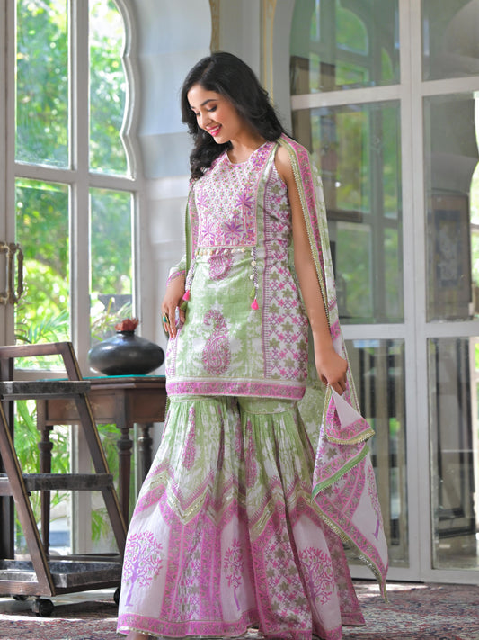 Pure Mulmul cotton sharara set