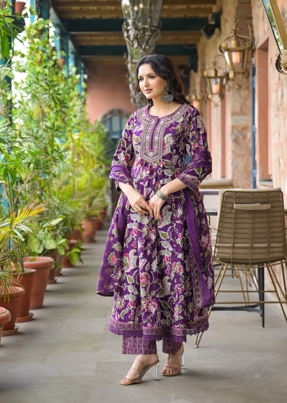 Elegant Premium Heavy Cotton Anarkali Set