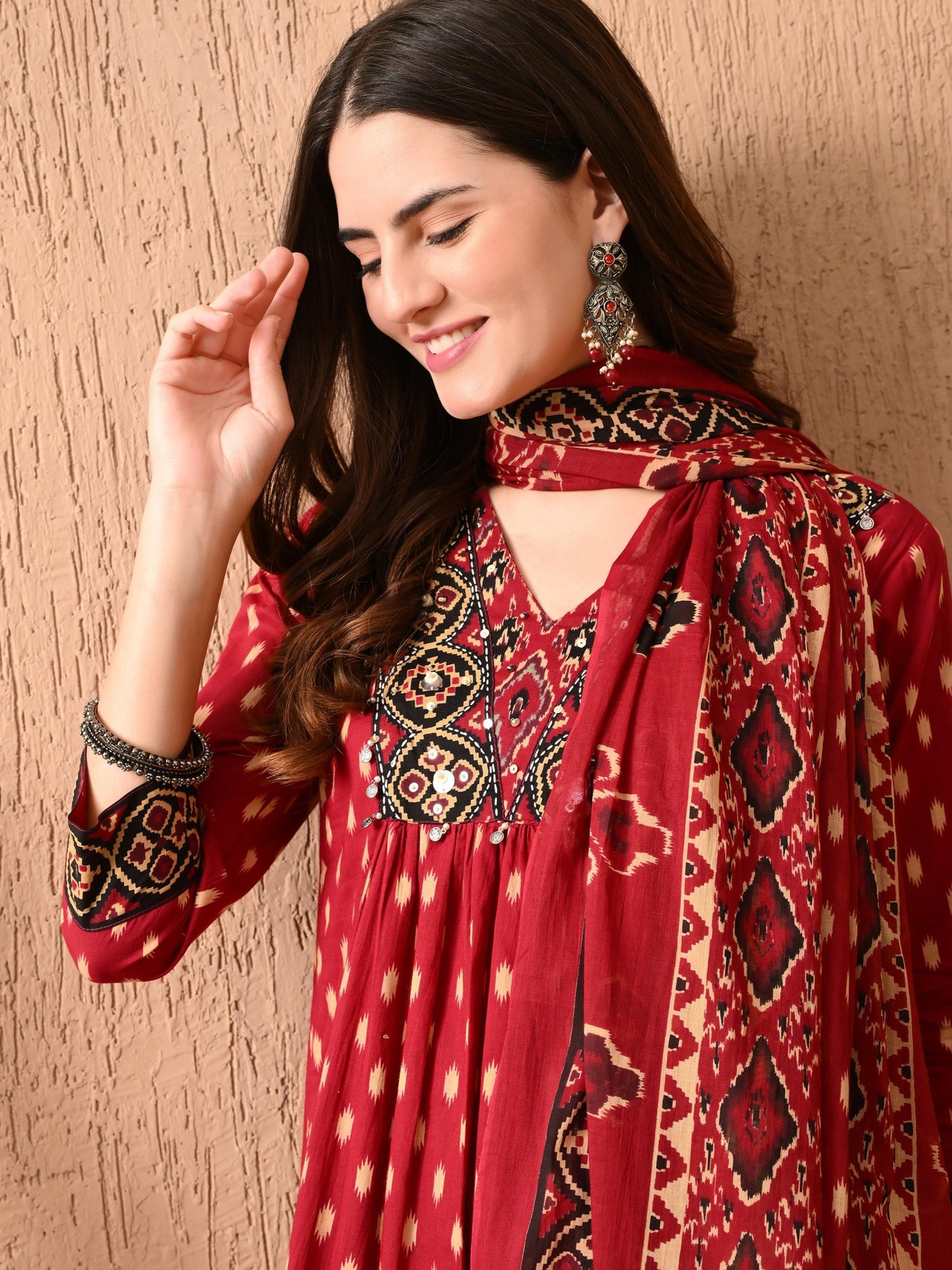 Elegant Red cotton suit set