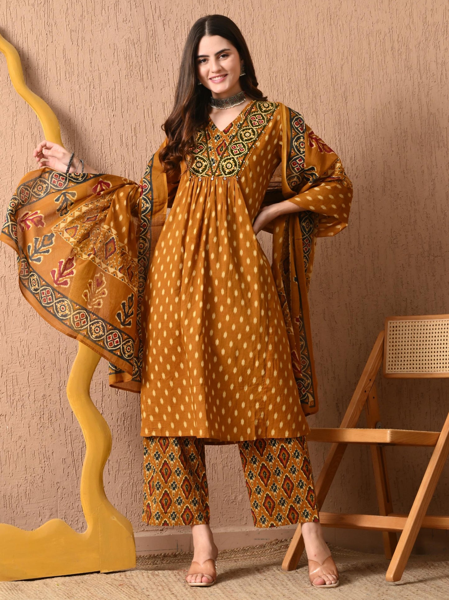 Pure cotton ikkat suit set