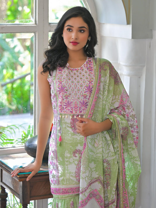 Pure Mulmul cotton sharara set