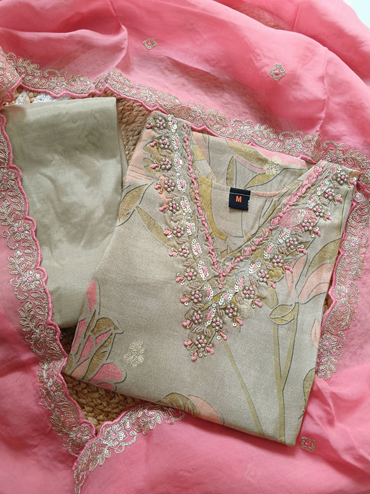 Exquisite Pure Shimari Silk Suit Set